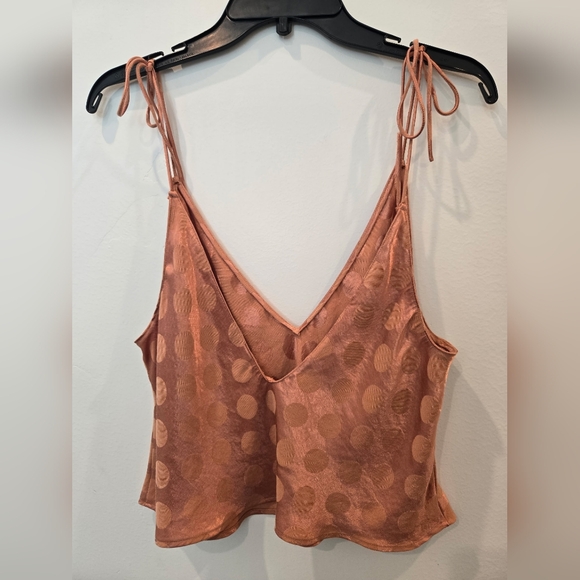 Victoria's Secret polka dot satin cami top with tie straps in a copper color. Si - Picture 4 of 6